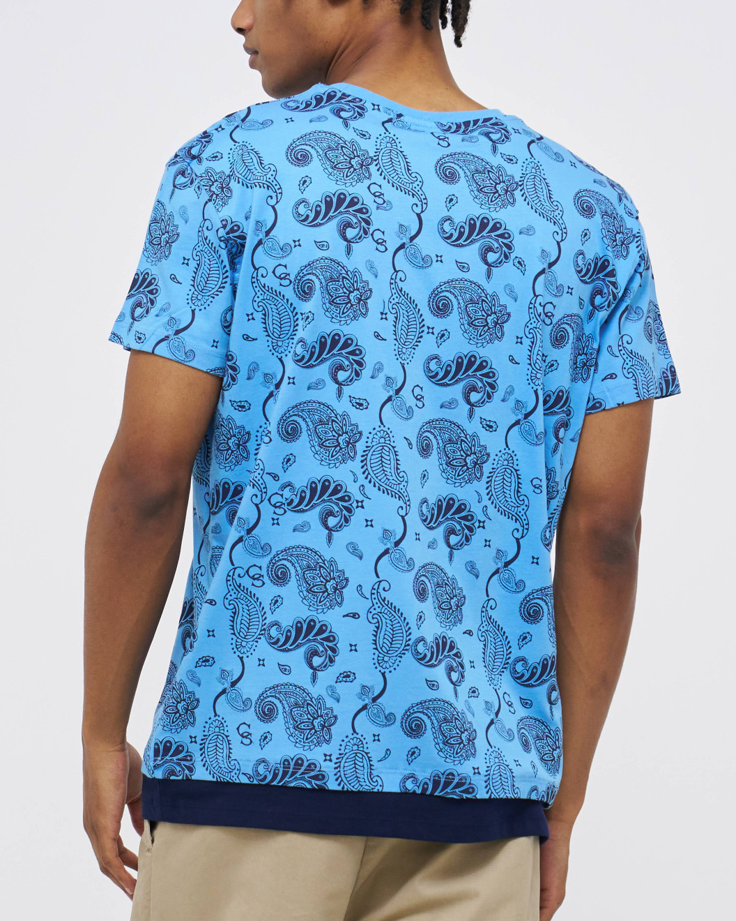 Men's Sky Blue Jersey T-Shirt, with Casual Society Paisley